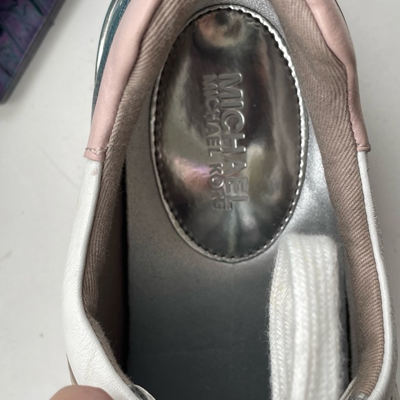 Michael Kors sz10 Allie Trainers White, Silver & Pink Lace-Up Sneakers - Picture 7 of 10